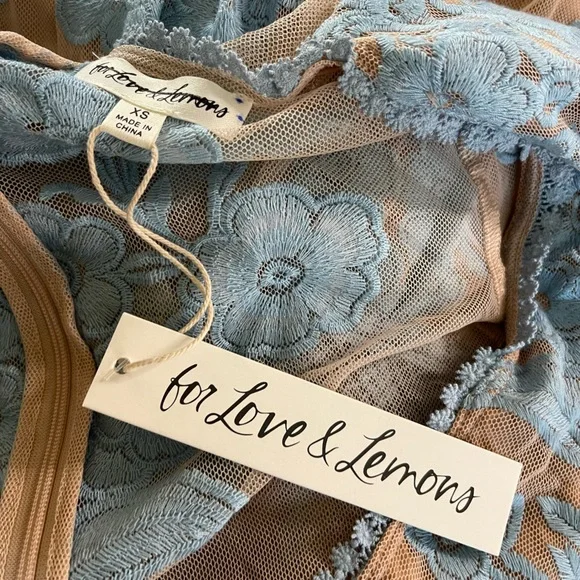 For Love & Lemons Blue Lace Maxi Dress NWT - Picture 7 of 8
